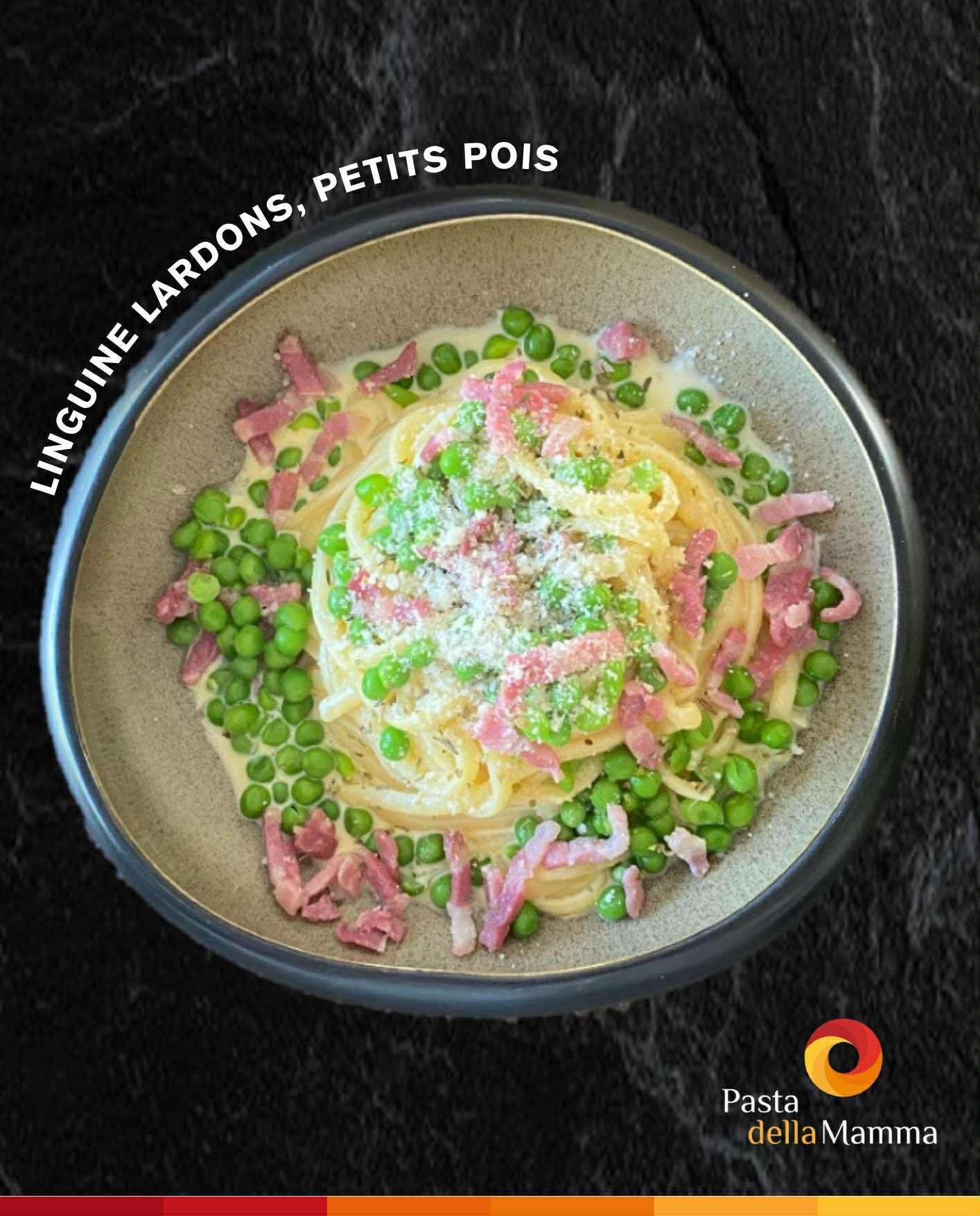 Linguine lardons & petits pois